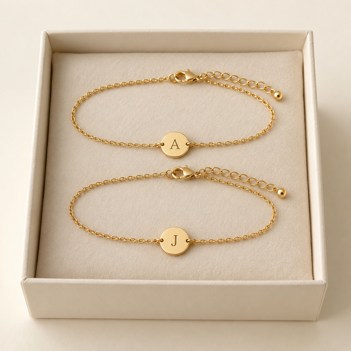 Couple Initials Bracelet Set