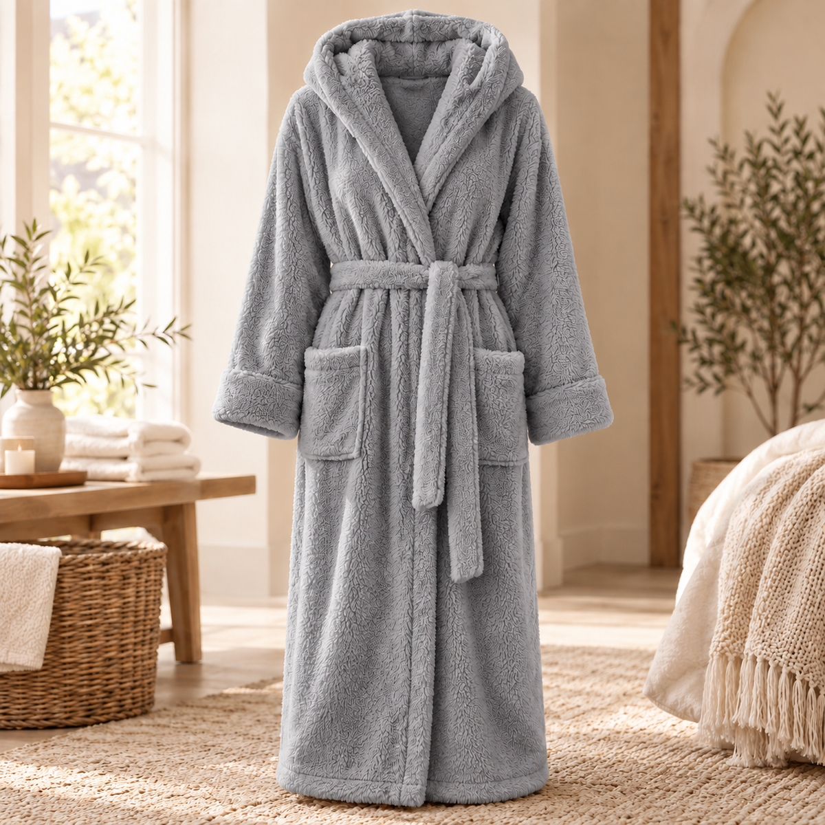 Plush Fleece Hooded Robe – Adult