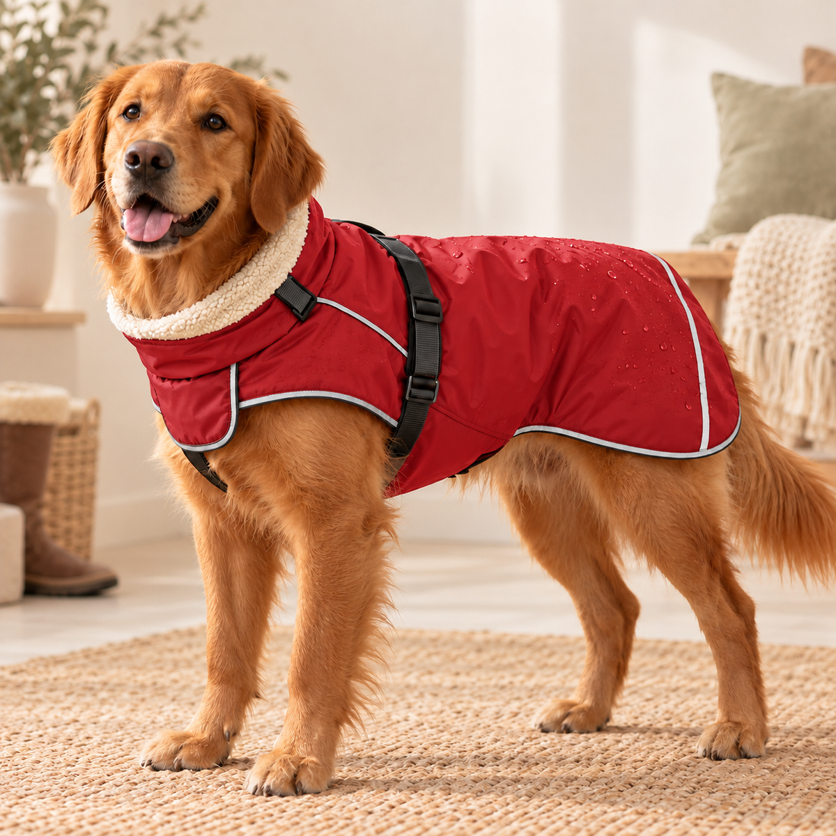 Fleece-Lined Waterproof Dog Winter Coat