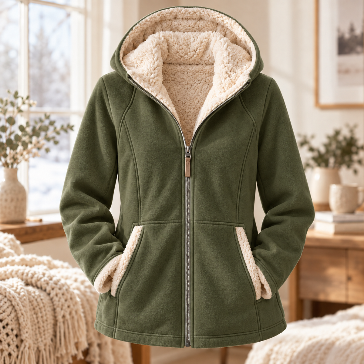 Women's Sherpa-Lined Hooded Jacket
