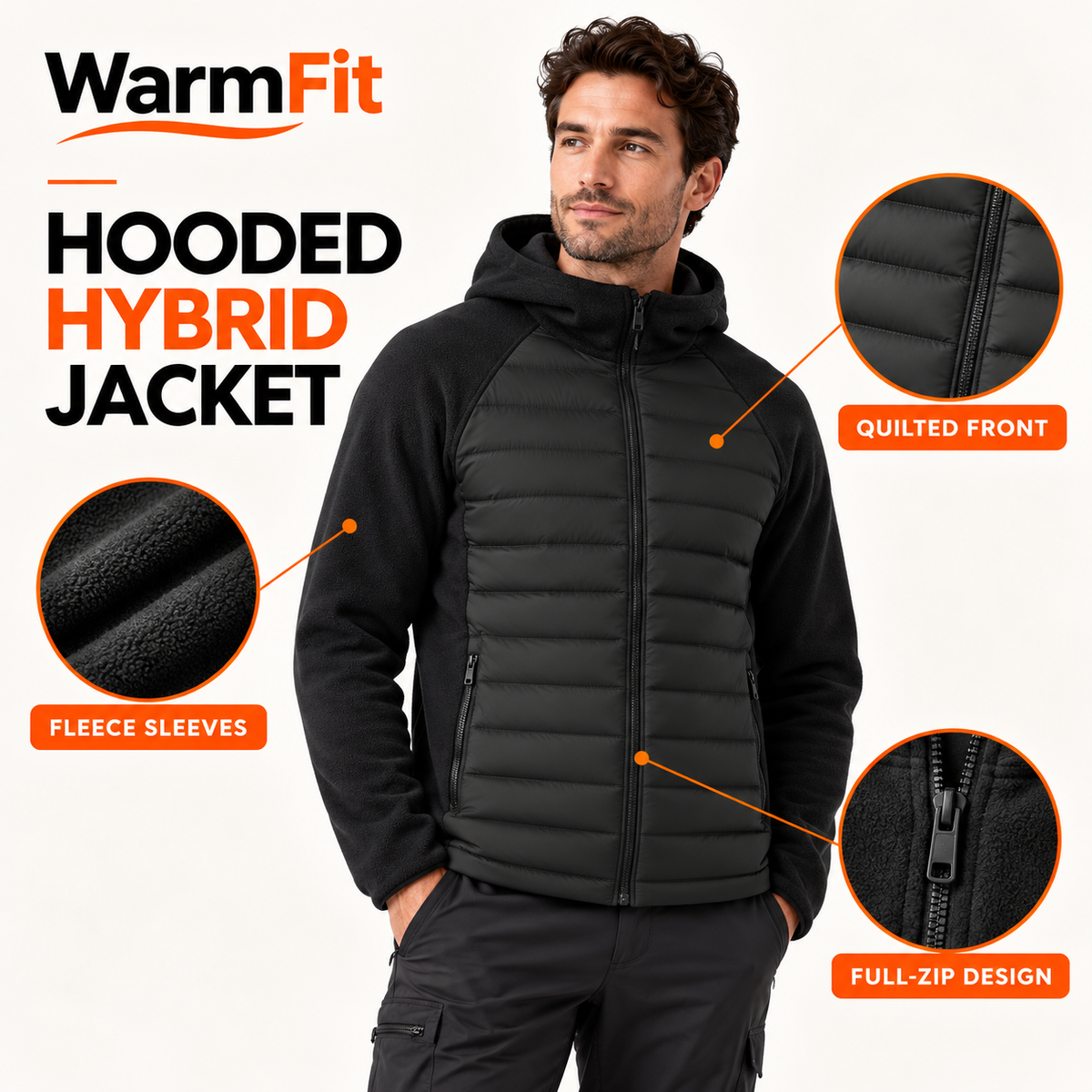 WarmFit Hooded Hybrid Fleece Jacket