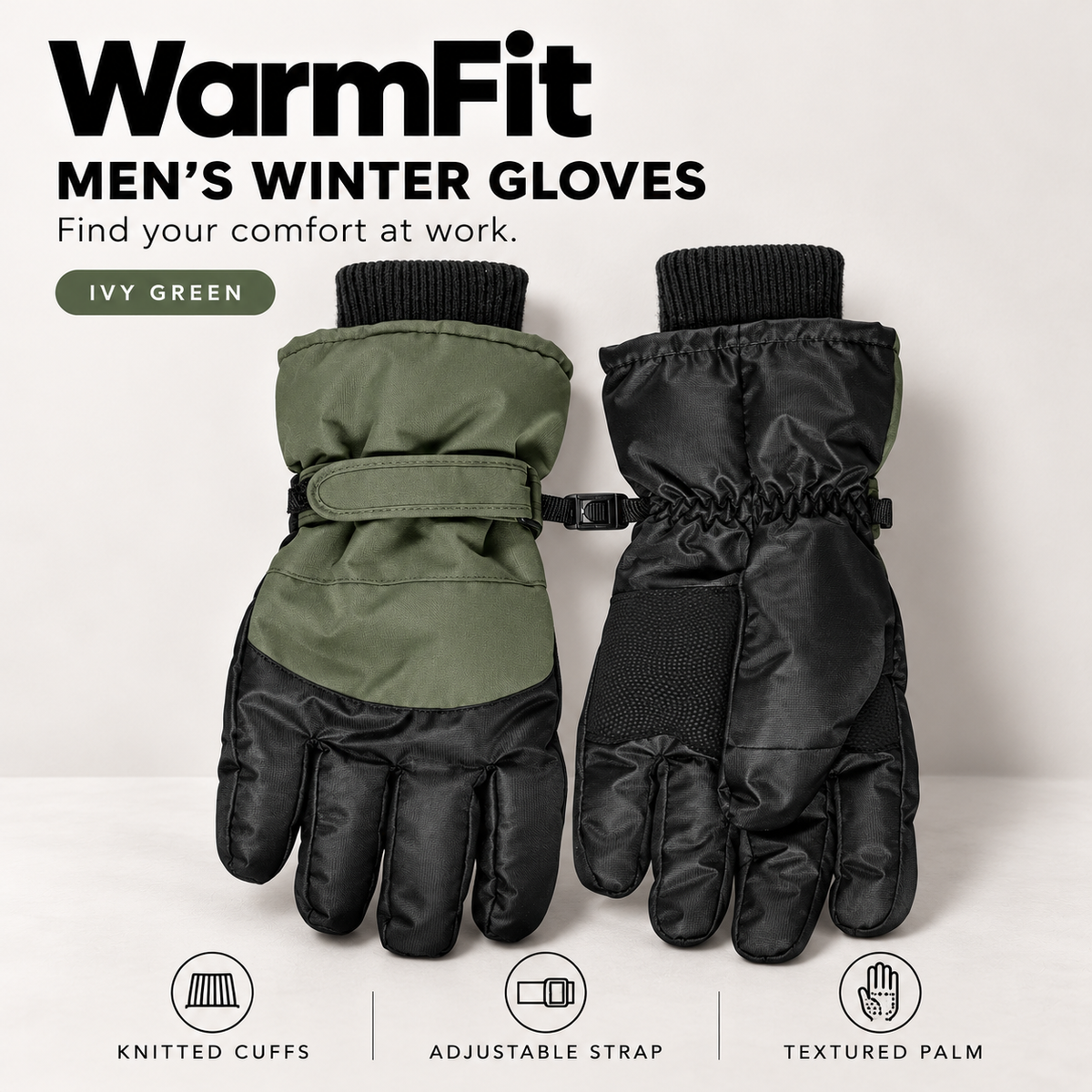 WarmFit Men's Winter Grip Gloves