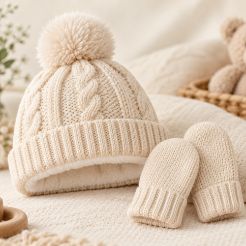 Baby Knit Hat & Mittens Set