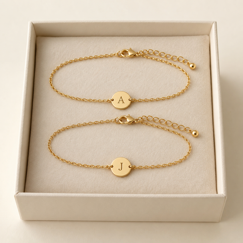 Couple Initials Bracelet Set