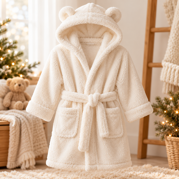 Kids' Plush Hooded Bathrobe