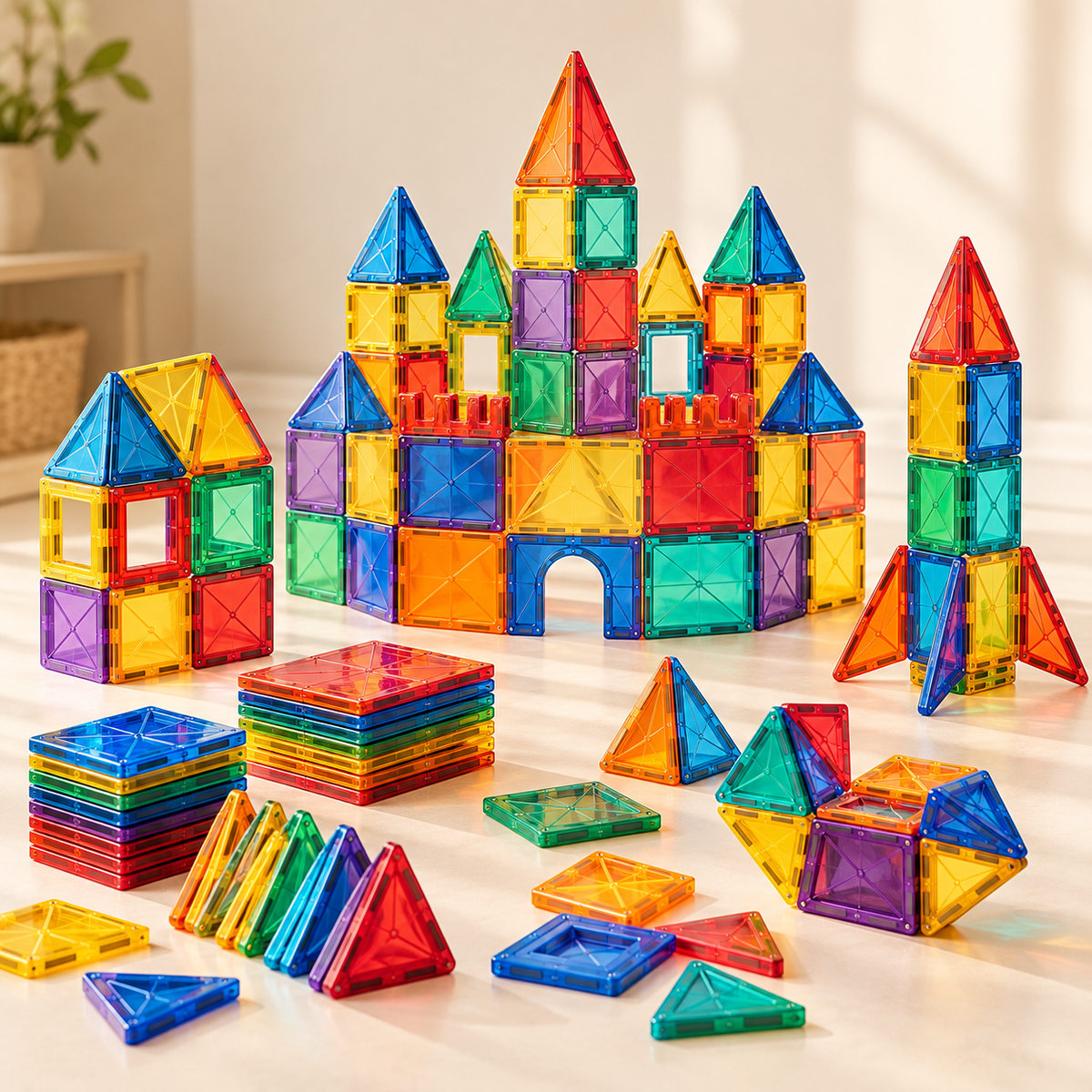 Magnetic Building Tiles – 100 Piece Set