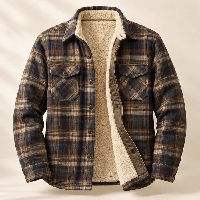 Men's Sherpa-Lined Flannel Shirt Jacket