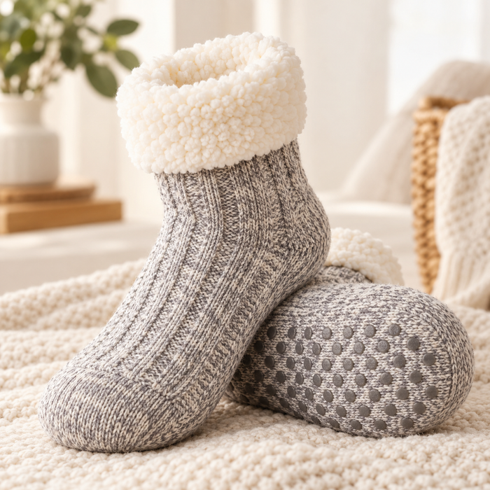 Non-Slip Sherpa Slipper Socks with Grips