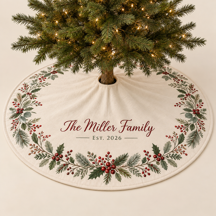 Personalized Family Name Christmas Tree Skirt