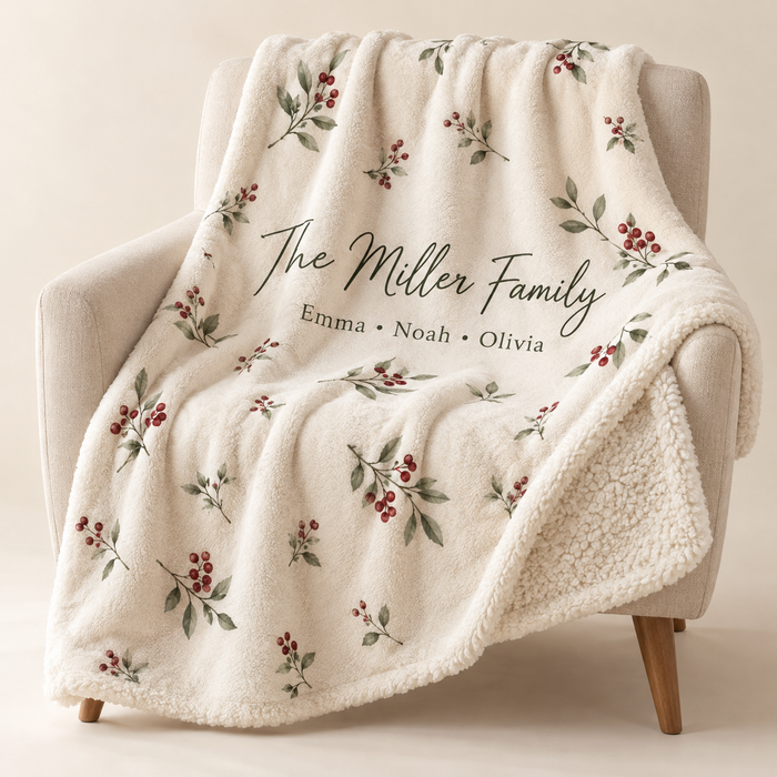Personalized Family Name Sherpa Blanket