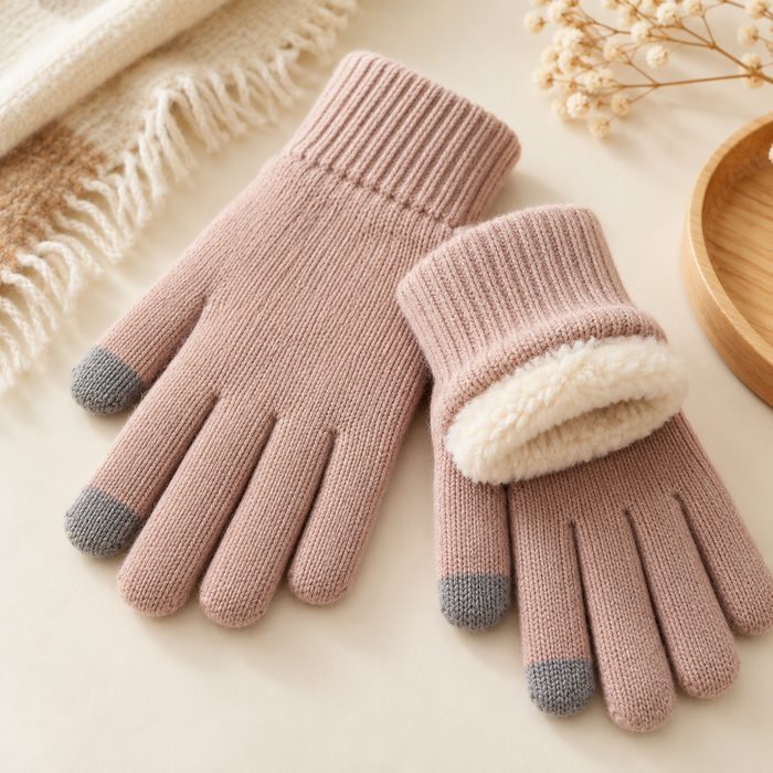 Touchscreen Knit Gloves with Fleece Lining