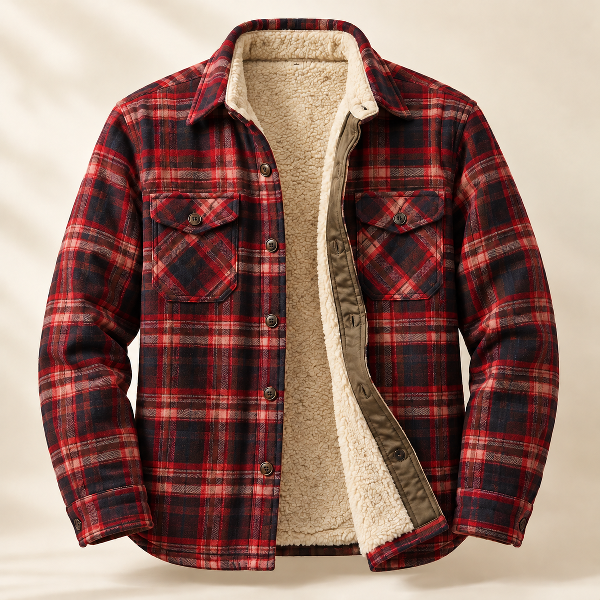 Men's Sherpa-Lined Flannel Shirt Jacket