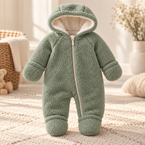 Baby Fleece Bunting Snowsuit — Sage