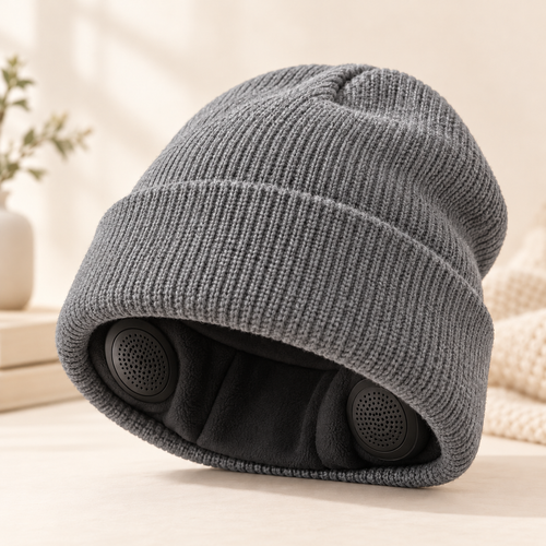 Bluetooth Music Beanie with Built-In Headphones — Gray
