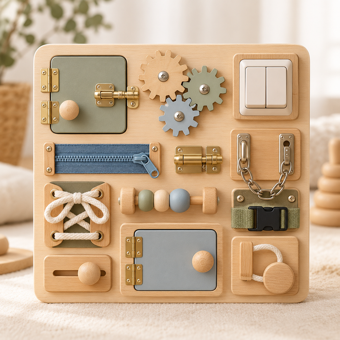 Wooden Montessori Busy Board for Toddlers